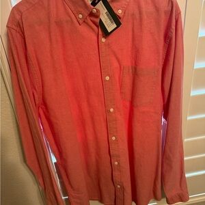 Hawker Rye Men’s Stretch Oxford Shirt Salmon Size L New With Tags